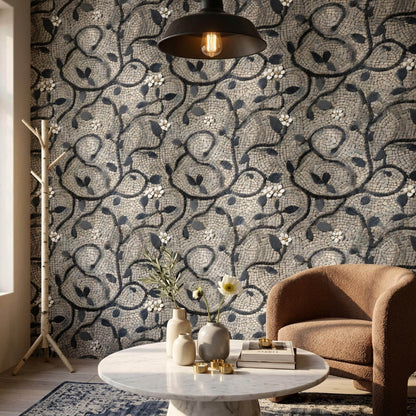 Roman Mosaic Wall Mural Luxury Stone Vine Wallpaper Mediterranean Interior Decor Feature Wall
