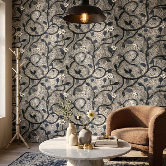 Roman Mosaic Wall Mural Luxury Stone Vine Wallpaper Mediterranean Interior Decor Feature Wall