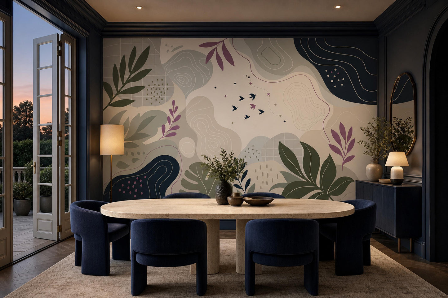 Scandinavian Organic Modern Wall Mural Japandi Botanical Nature Wallpaper Neutral Decor
