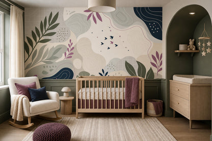 Scandinavian Organic Modern Wall Mural Japandi Botanical Nature Wallpaper Neutral Decor