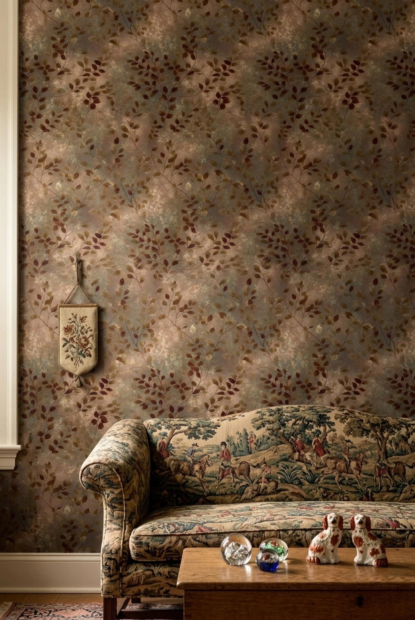 Organic Modern Botanical Wallpaper Neutral Leaf Pattern Earth Tone Nature Decor