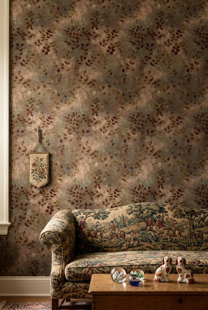 Organic Modern Botanical Wallpaper Neutral Leaf Pattern Earth Tone Nature Decor