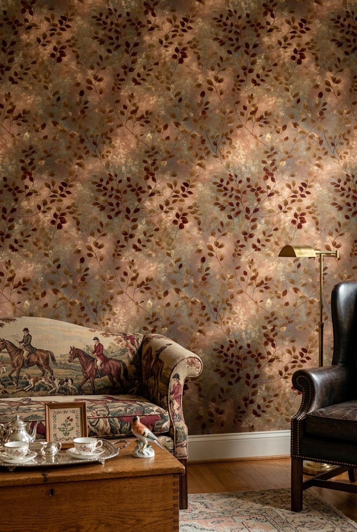 Organic Modern Botanical Wallpaper Neutral Leaf Pattern Earth Tone Nature Decor