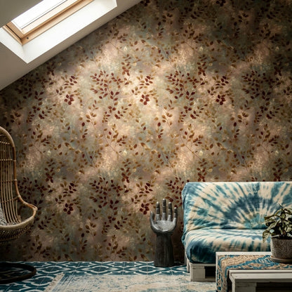 Organic Modern Botanical Wallpaper Neutral Leaf Pattern Earth Tone Nature Decor