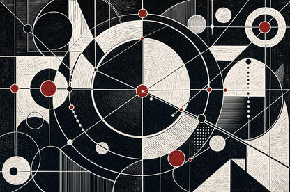 Mid Century Modern Wall Mural Bauhaus Geometric Abstract Retro Black White Wall Decor