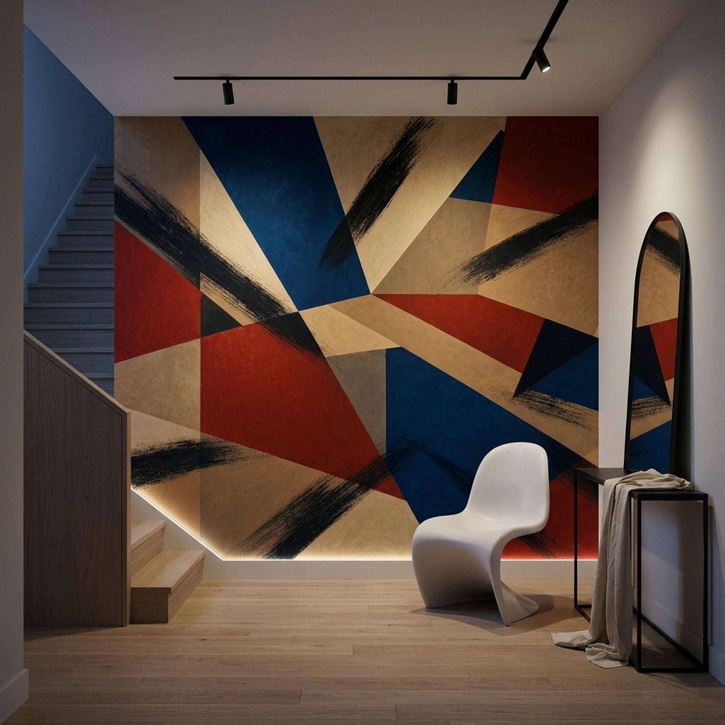 Bauhaus Wall Mural Geometric Abstract Mid Century Modern Color Block Statement Wall Decor