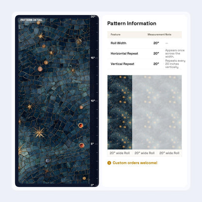 Art Deco Celestial Wallpaper Midnight Sky Mosaic Pattern Luxury Dark Wall Decor