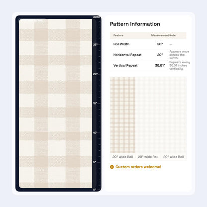 Modern Farmhouse Gingham Wallpaper Neutral Beige Check Pattern Rustic Wall Decor