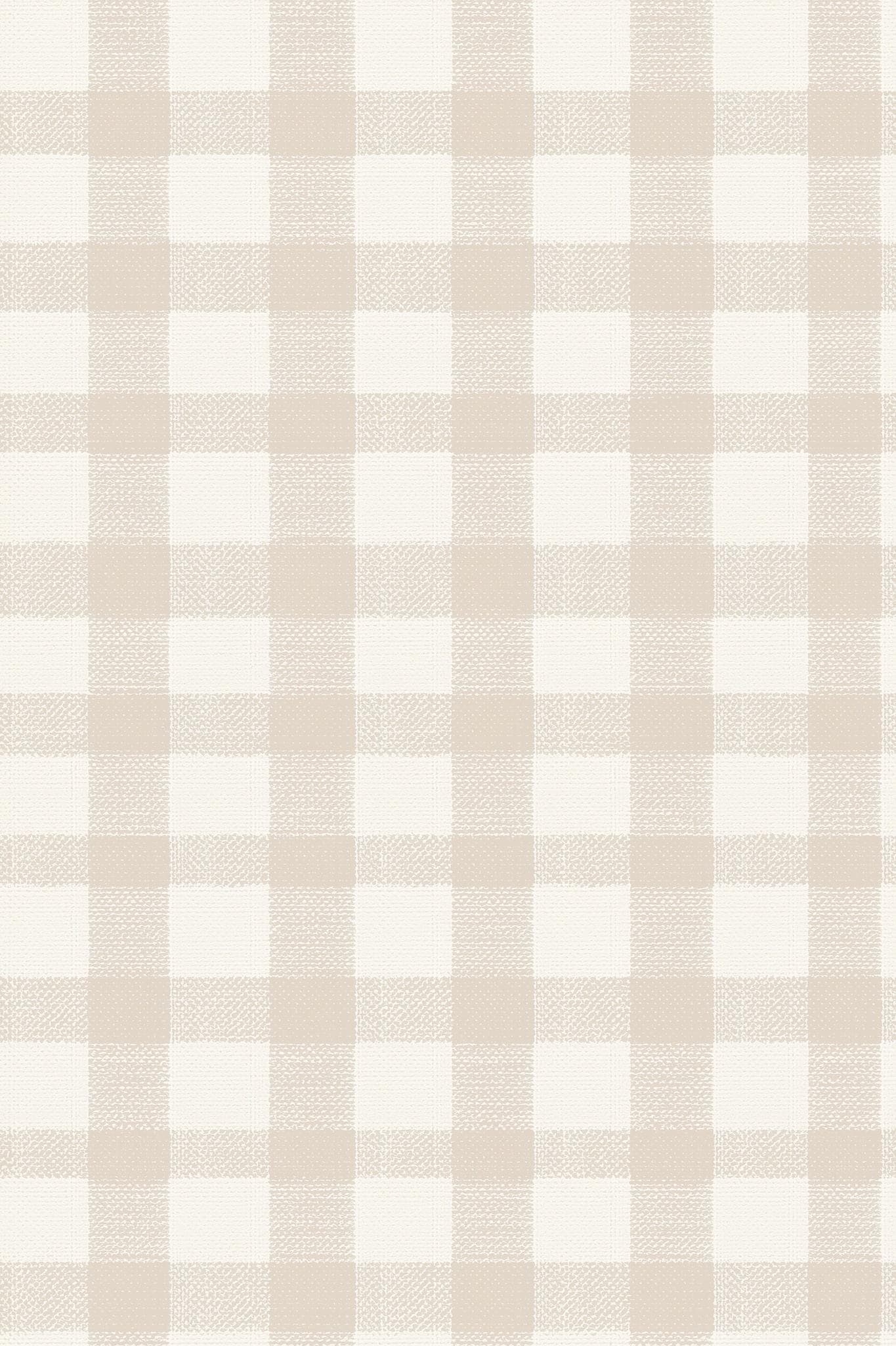 Modern Farmhouse Gingham Wallpaper Neutral Beige Check Pattern Rustic Wall Decor