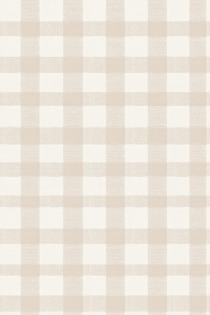 Modern Farmhouse Gingham Wallpaper Neutral Beige Check Pattern Rustic Wall Decor