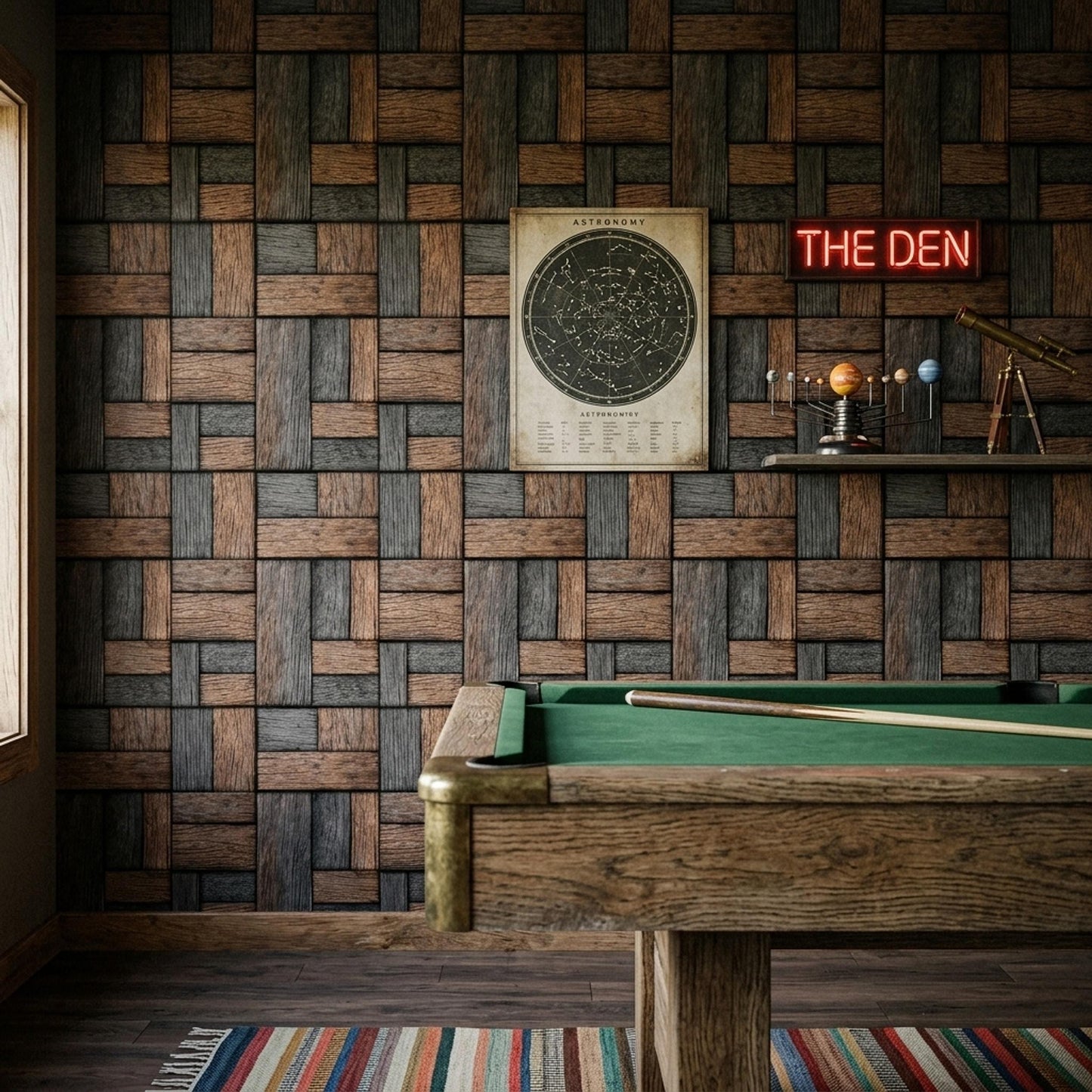 Basket Weave Wood Wallpaper Rustic Geometric Wood Panel Wall Decor