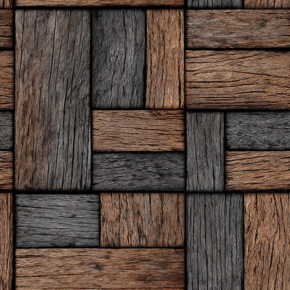 Basket Weave Wood Wallpaper Rustic Geometric Wood Panel Wall Decor