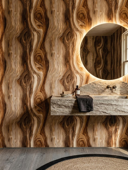 Live Edge Wood Grain Wallpaper Rustic Wood Texture Organic Modern Wall Decor