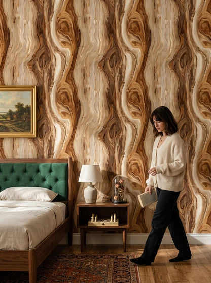 Live Edge Wood Grain Wallpaper Rustic Wood Texture Organic Modern Wall Decor