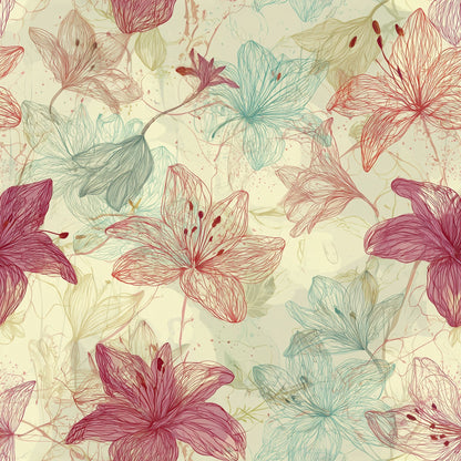 Line Drawn Lilies Wallpaper Cream Botanical