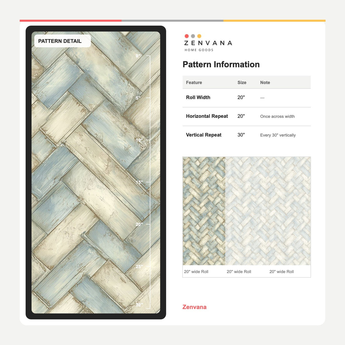Weathered Wood Planks Wallpaper Pale Blue Herringbone