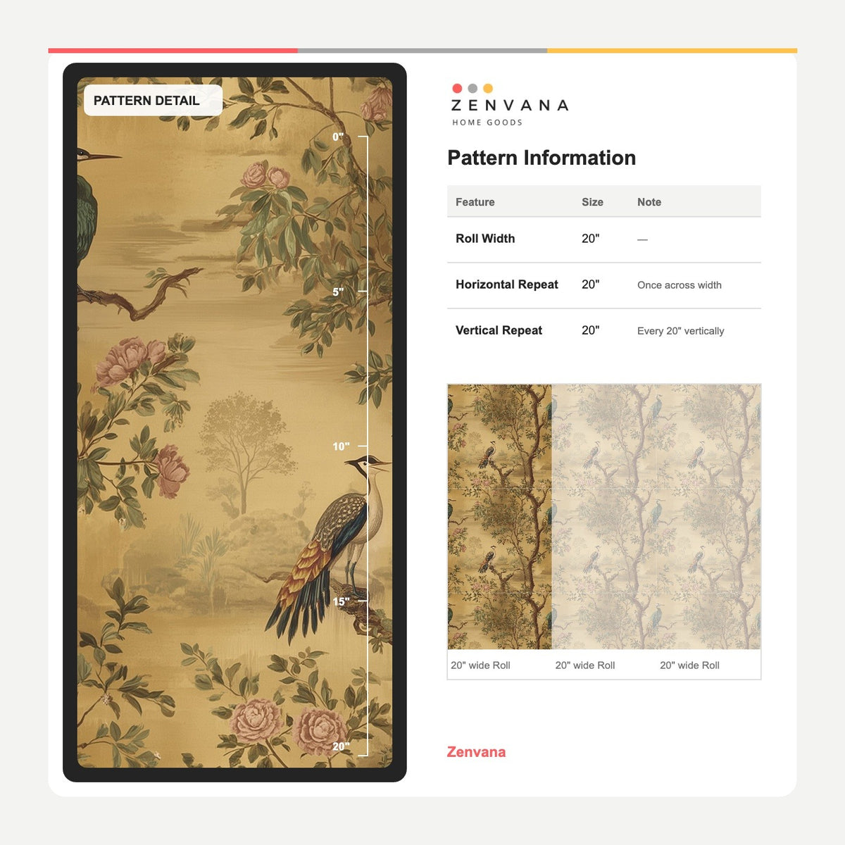 Exotic Birds Wallpaper Vintage Chinoiserie Botanical Landscape