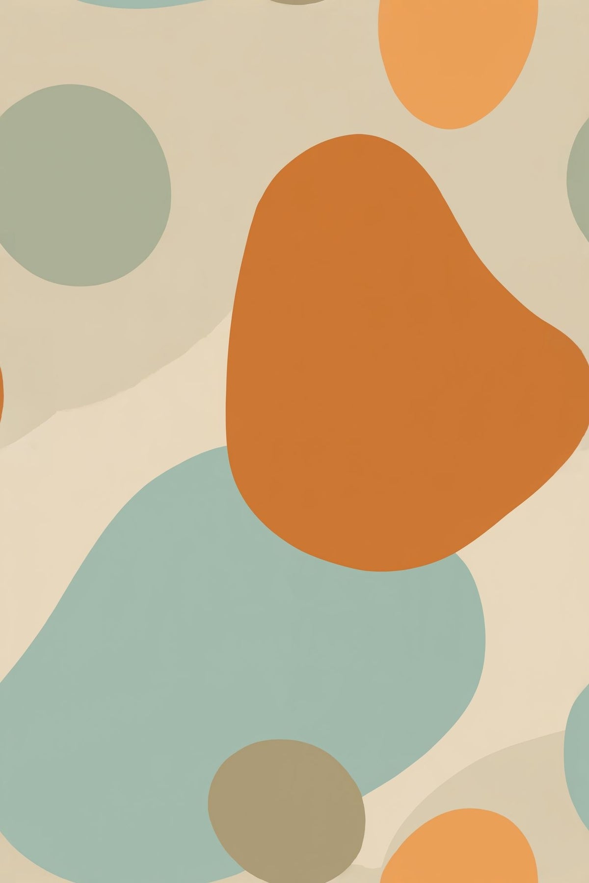 Organic Color Blocks Wallpaper With Beige Ground And Orange Accent