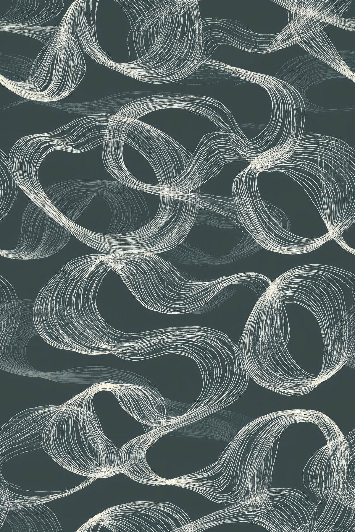 Hand Drawn Looping Line Art Wallpaper In Dark Teal