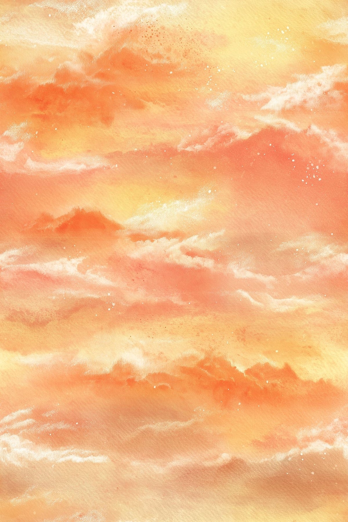 Watercolor Sunset Clouds Wallpaper Peach Orange Gradient