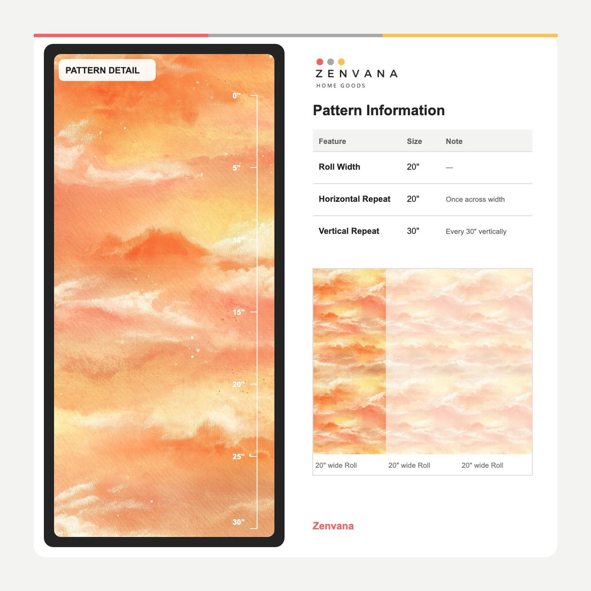 Watercolor Sunset Clouds Wallpaper Peach Orange Gradient