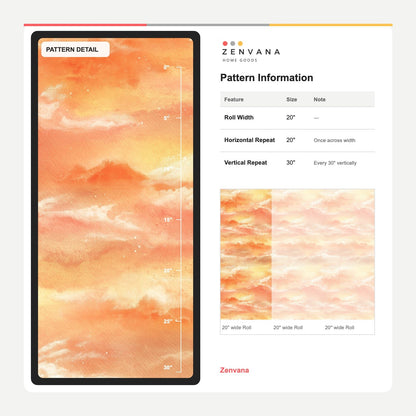 Watercolor Sunset Clouds Wallpaper Peach Orange Gradient