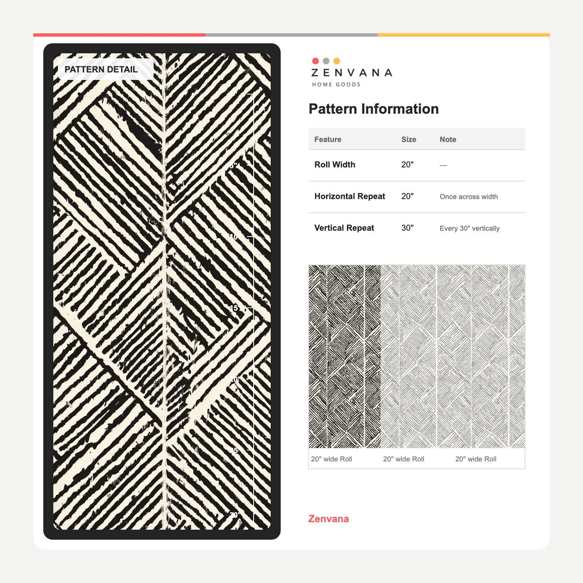 Hand Drawn Chevron Block Wallpaper Black And Ivory