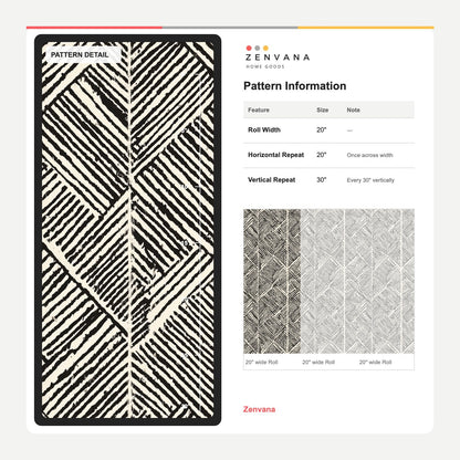 Hand Drawn Chevron Block Wallpaper Black And Ivory