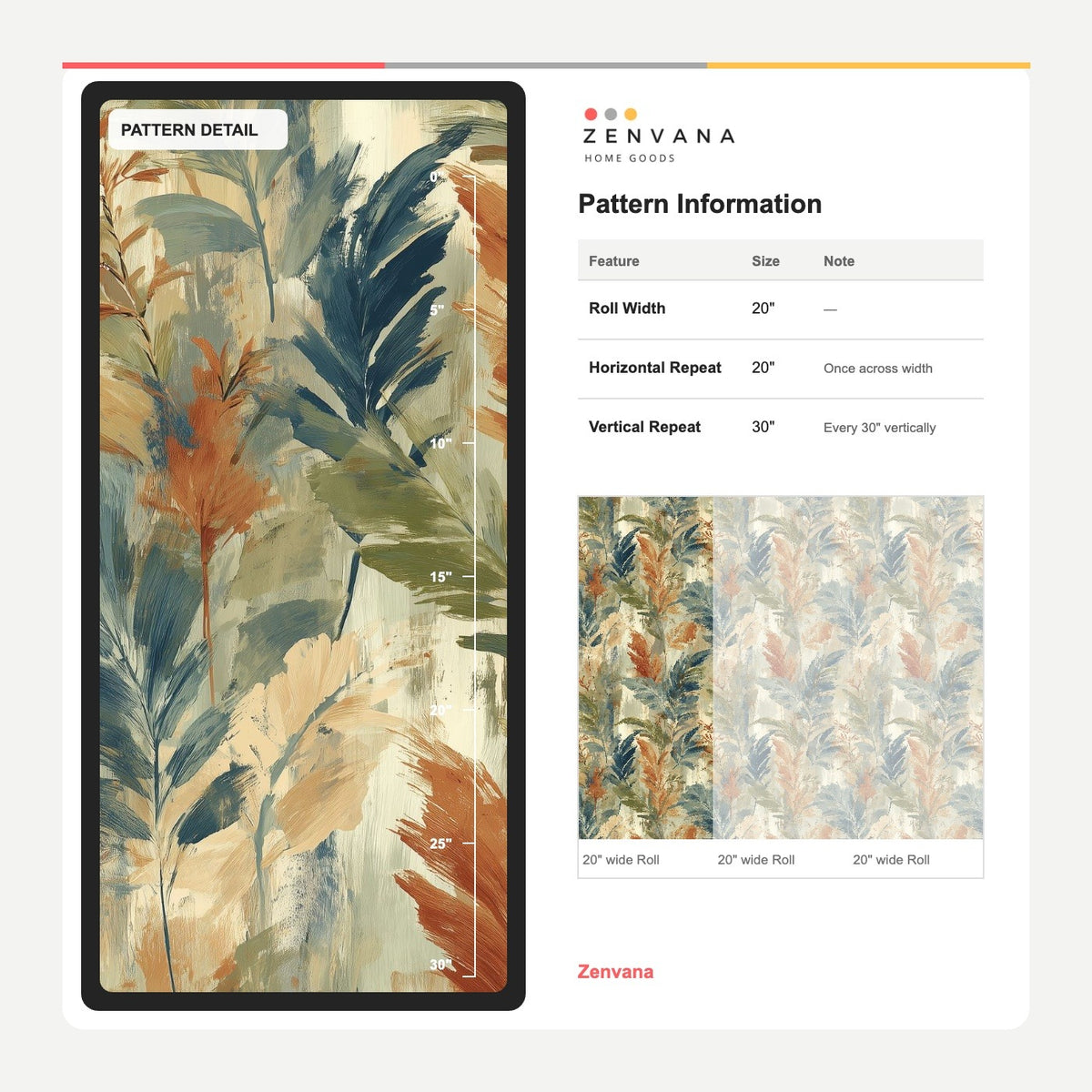 Tropical Leaves Wallpaper Painterly Sage Green With Terracotta Accents