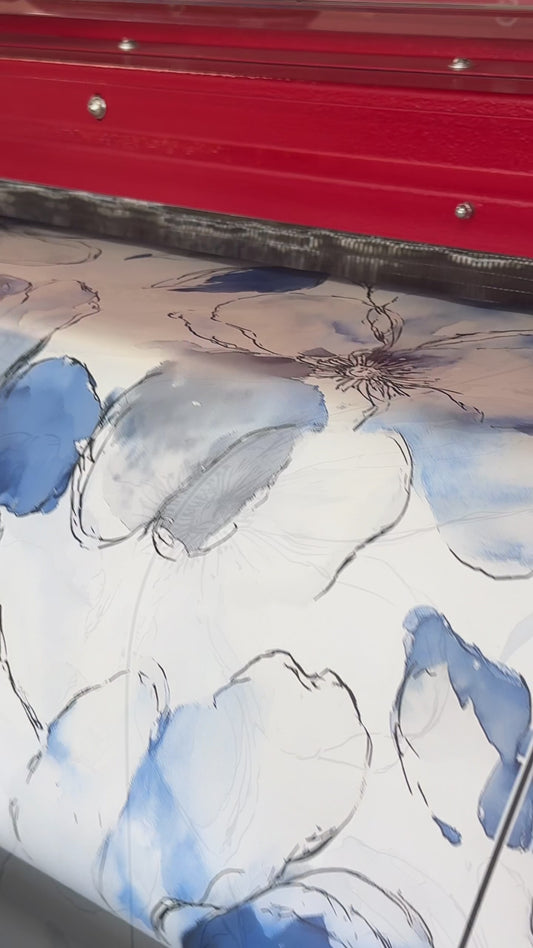 Blue Watercolor Peony Wallpaper: Abstract Floral Peel and Stick Wall Mural