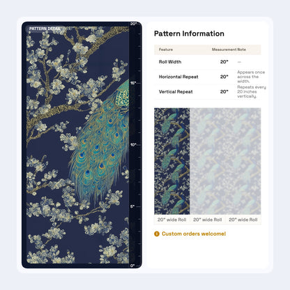 Peacock Wallpaper Blossoms Oriental Wall Mural